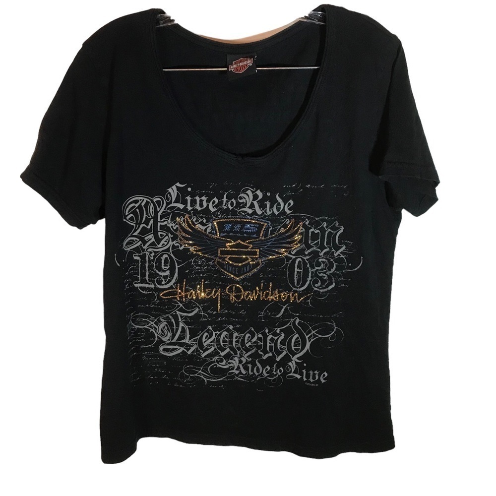 Harley-Davidson Copper Canyon Butte MT Black Graphic T-Shirt Women’s L Cotton